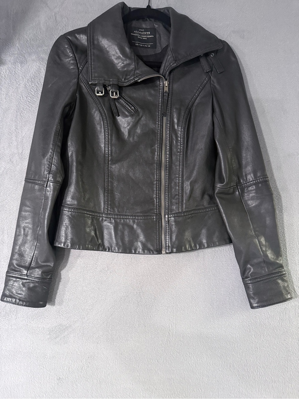All Saints - Women’s Black Leather Biker Jacket EUC